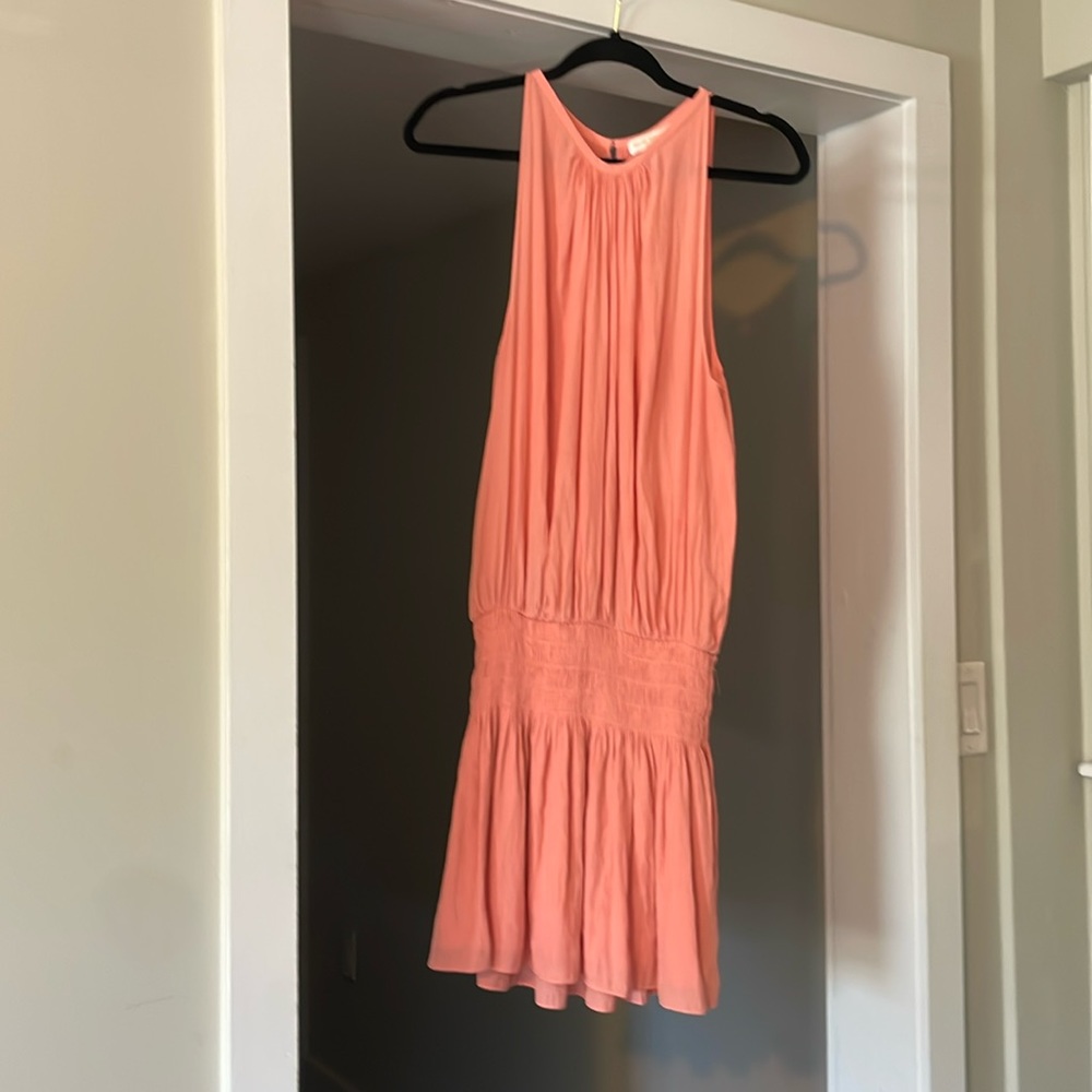 Ramy Brook Paris High Neck Drop Waist Dress Size XL, Pink